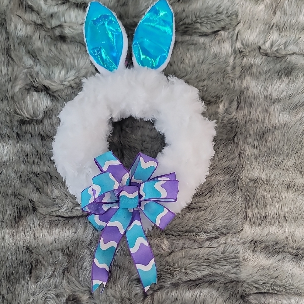 Fluffy Bunny Wreath with Vibrant Bow